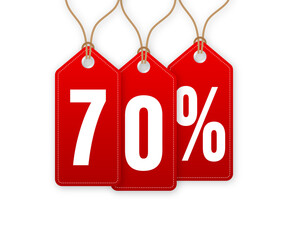 Obraz na płótnie Canvas Discount Tag -70 percent off. Hangtags Sale. Vector illustration.