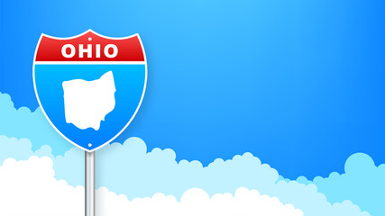 Ohio map on road sign. Welcome to State of Ohio. Vector illustration.