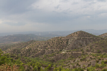 Cyprus Landscape. Panoramic view from Monastery Stavrovouni.