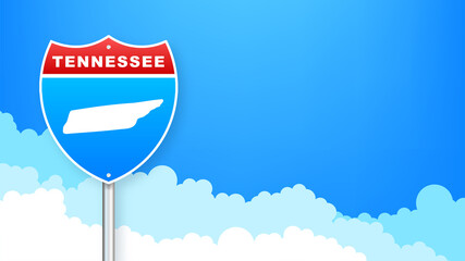 Tennessee map on road sign. Welcome to State of Tennessee. Vector illustration.