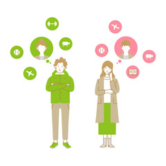 理想の恋人を想像する男女