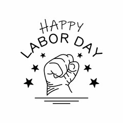 Happy Labor Day background design. Hands clenched, stars vector illustration
