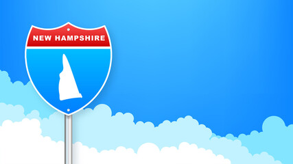 New Hampshire map on road sign. Welcome to State of New Hampshire. Vector illustration.