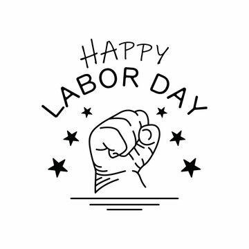 Happy Labor Day background design. Hands clenched, stars vector illustration