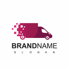 Fast Truck Logo Expedition And Logistic, With Pixel Truck Symbol