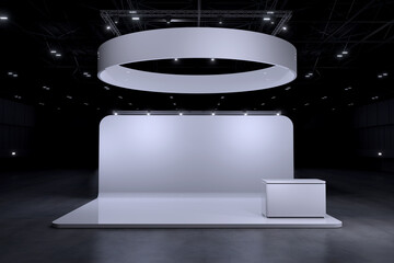 Exhibition stand for mockup and Corporate identity,Display design.Empty booth Design.Retail booth elements in Exhibition hall.booth Design trade show.Blank Booth system of Graphic Resources.3d render.