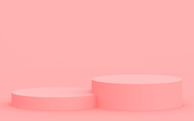 Abstract 3d pink color cylinder podium minimal studio background.