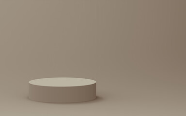 Abstract 3d brown color cylinder podium minimal studio background.