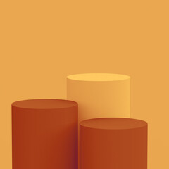 Abstract 3d orange brown colors cylinder podium minimal studio background.