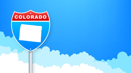 Colorado state map outline road sign. Vector illustration.