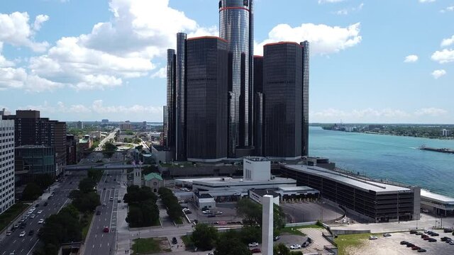 Downtown Detroit drone footage