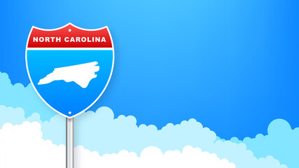 South Carolina map on road sign. Welcome to State of South Carolina. Vector illustration.