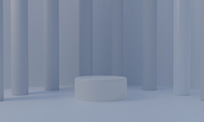 white podium with spotlight in the studio room.3d rendering.