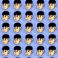 seamless pattern of cute man cartoon
