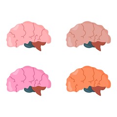 Vector illustration set of a brain organ from the side, suitable for advertising health and education products