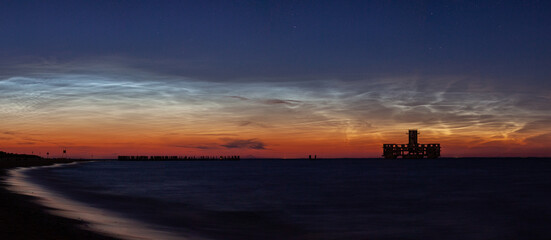 Summer night with noctilucent clouds over Gdynia Babie doły