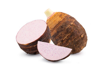 taro slice isolated on white background.