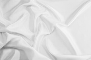 Obraz premium White cloth background abstract with soft waves, closeup texture of cloth 