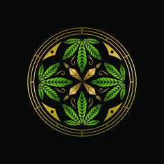 Cannabis Geometric Artdeco Logo  - obrazy, fototapety, plakaty
