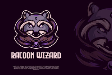 Racoon the wizard mascot logo