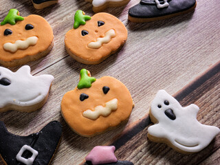 Halloween gingerbread cookies  for food and holiday concept