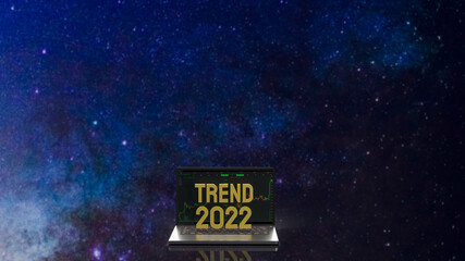 notebook and trend 2022 gold text for  security concept 3d rendering