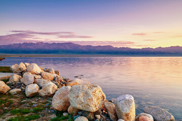 Sailimu lake landscape in Xinjiang Uygur Autonomous Region, China.
