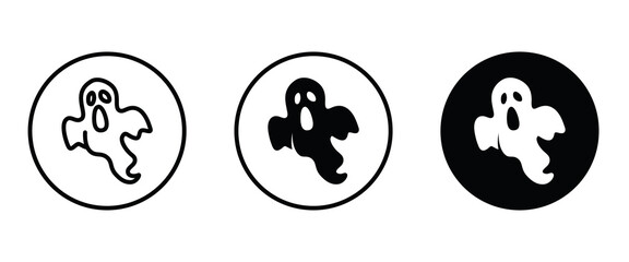 Scary ghosts icon, Halloween character icon button, vector, sign, symbol, logo, illustration, editable stroke, flat design style isolated on white