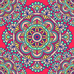 Mandala Round Ornament Seamless Pattern