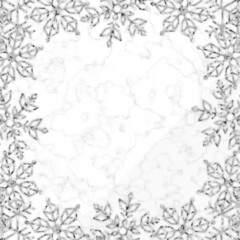 雪の結晶と大理石の背景　正方形　シルバーラメ