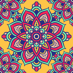 Mandala Round Ornament Seamless Pattern