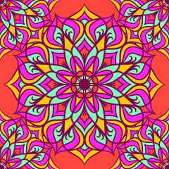 Fototapeta na wymiar Mandala Round Ornament Seamless Pattern