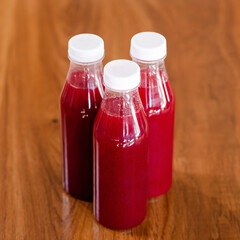 Cranberry juice on a wooden table