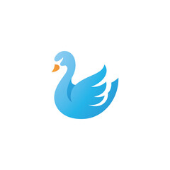 Modern Colorful Swan Goose Geese Bird Icon Logo Design