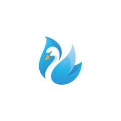 Modern Colorful Swan Goose Geese Bird Icon Logo Design