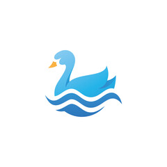 Swan Goose and Water Pond River Logo Design