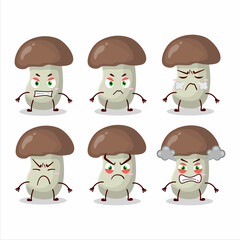 Cep mushroom cartoon character with various angry expressions