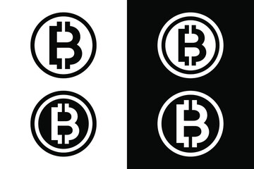 Bitcoin letters with circle in black and white for design concept. Very suitable in various business purposes, also for icon, logo symbol, brand name and many more.