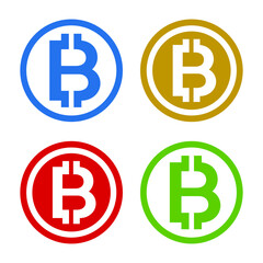 Bitcoin letters with circle in 4 color concept. Very suitable in various business purposes, also for icon, logo symbol, brand name and many more.