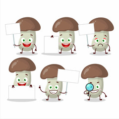 Cep mushroom cartoon character bring information board