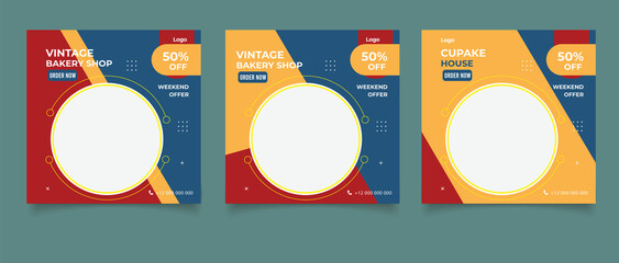 Vintage bakery shop for social media posts