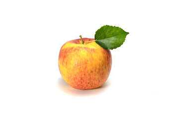 Fresh Apple with leaves isolated on white background