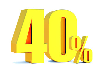 Gold 40 Percent off 3d Sign on White Background, Special Offer 40% Discount Tag, Sale Up to 40 Percent Off,big offer, Sale, Special Offer Label, Sticker, Tag, Banner, Advertising, offer Icon 