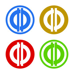 Bitcoin letters with circle in 4 color concept. Very suitable in various business purposes, also for icon, logo symbol, brand name and many more.