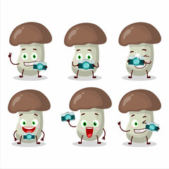Photographer profession emoticon with cep mushroom cartoon character