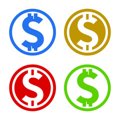 Fototapeta premium Bitcoin letters with circle in 4 color concept. Very suitable in various business purposes, also for icon, logo symbol, brand name and many more.