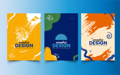 Naklejka premium Modern abstract Vivid autumn colorful covers minimal covers design. Colorful geometric background, vector illustration set
