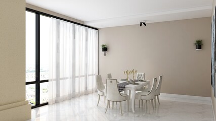 luxury restaurant 3d design interior for wall mockup