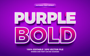 Fototapeta premium Purple bold 3d editable text effect