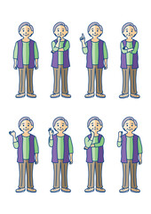 シニア女性の全身ポーズ